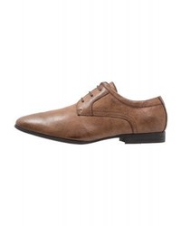 Chaussures derby en cuir marron New Look
