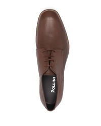 Chaussures derby en cuir marron Pollini