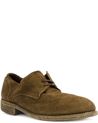 Chaussures derby en cuir moutarde Guidi