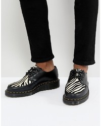 Chaussures derby en cuir noires et blanches Dr. Martens