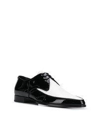 Chaussures derby en cuir noires et blanches Saint Laurent