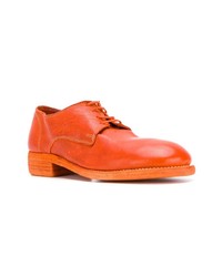 Chaussures derby en cuir orange Guidi