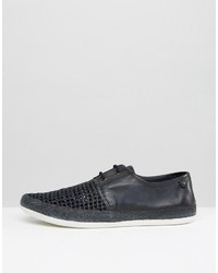 Chaussures derby en cuir tressées bleu marine Base London