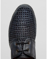 Chaussures derby en cuir tressées bleu marine Base London