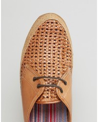 Chaussures derby en cuir tressées marron clair Base London