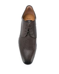 Chaussures derby en cuir tressées marron foncé BOSS