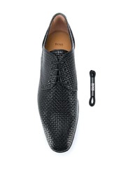 Chaussures derby en cuir tressées noires BOSS