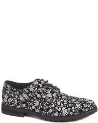 Chaussures derby en daim à fleurs noires