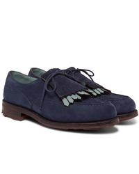 Chaussures derby en daim bleu marine J.M. Weston