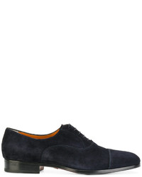 Chaussures derby en daim bleu marine Santoni