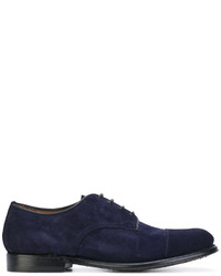 Chaussures derby en daim bleu marine Silvano Sassetti