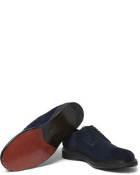 Chaussures derby en daim bleu marine Brioni