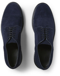 Chaussures derby en daim bleu marine Brioni