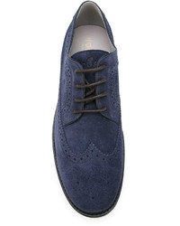 Chaussures derby en daim bleu marine Hogan