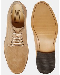 Chaussures derby en daim marron clair Asos