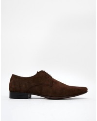 Chaussures derby en daim marron foncé Asos