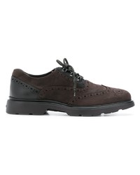 Chaussures derby en daim marron foncé Hogan