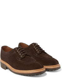 Chaussures derby en daim marron foncé Grenson