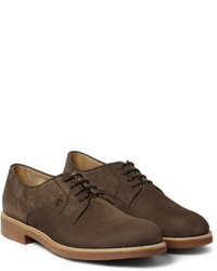 Chaussures derby en daim marron foncé Tod's