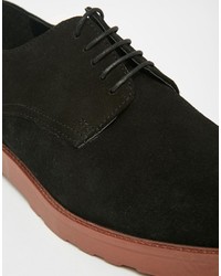 Chaussures derby en daim noires Asos