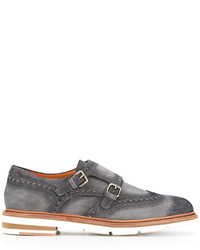 Chaussures en cuir grises Santoni