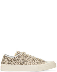 Chaussures en cuir imprimées léopard marron clair