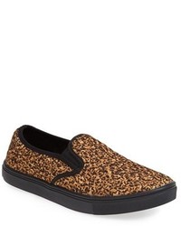 Chaussures en cuir imprimées léopard marron