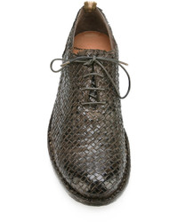 Chaussures en cuir tressées gris foncé Officine Creative