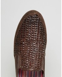 Chaussures en cuir tressées marron foncé Base London