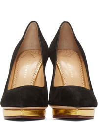 Chaussures en daim noires Charlotte Olympia