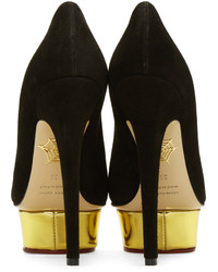 Chaussures en daim noires Charlotte Olympia