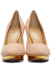 Chaussures en daim roses Charlotte Olympia