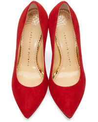 Chaussures en daim rouges Charlotte Olympia