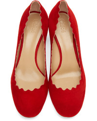 Chaussures en daim rouges Chloé