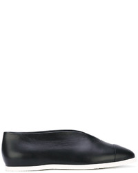 Chaussures plates en cuir noires Victoria Beckham