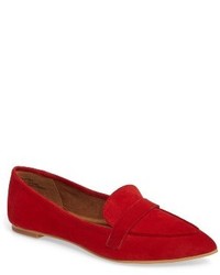 Chaussures plates en cuir rouges