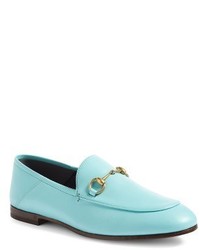 Chaussures plates en cuir turquoise