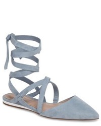 Chaussures plates en daim bleu clair