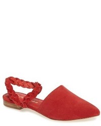 Chaussures plates en daim rouges