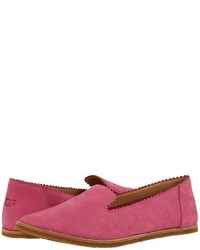 Chaussures plates en nubuck fuchsia