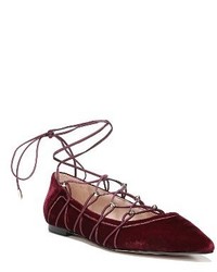 Chaussures plates en velours bordeaux