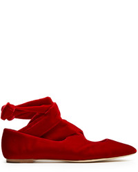 Chaussures plates en velours rouges