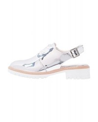 Chaussures richelieu en cuir argentées Even&Odd