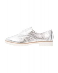 Chaussures richelieu en cuir argentées Tamaris