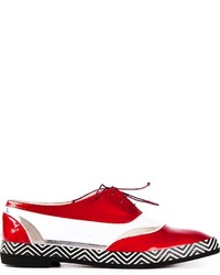 Chaussures richelieu en cuir blanc et rouge Pollini