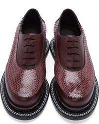 Chaussures richelieu en cuir bordeaux Jil Sander