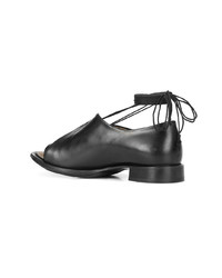 Chaussures richelieu en cuir découpées noires Yohji Yamamoto