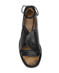 Chaussures richelieu en cuir découpées noires Yohji Yamamoto