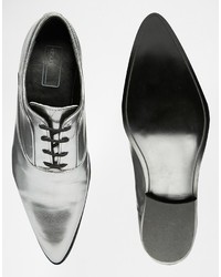 Chaussures richelieu en cuir grises Asos