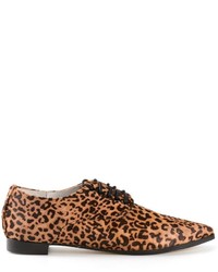 Chaussures richelieu en cuir imprimées léopard marron Senso